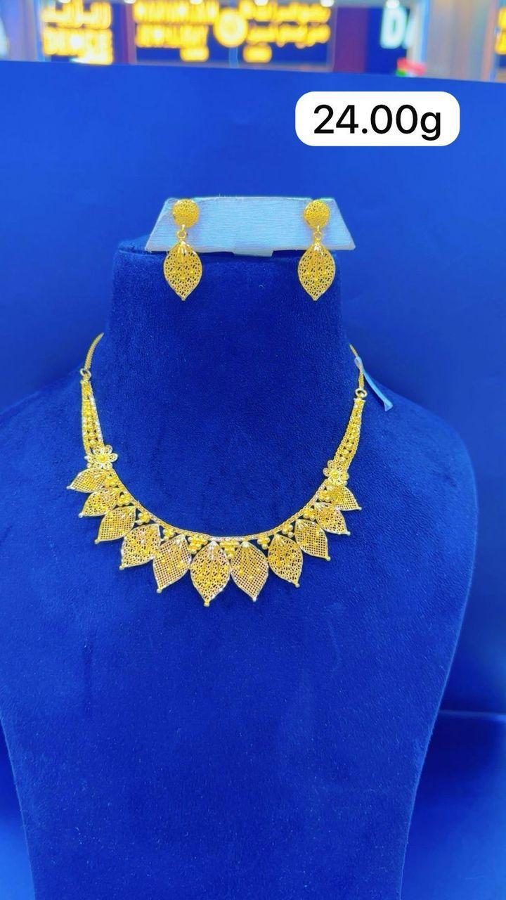 Petal Filigree Set — Openwork petal necklace with drop studs · 24.00g